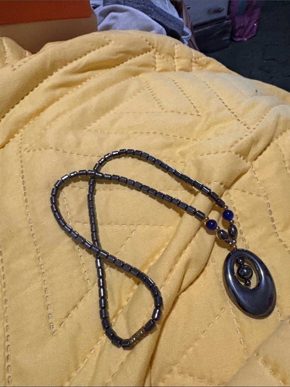 Yellow and Blue Layered Fabric Pieces